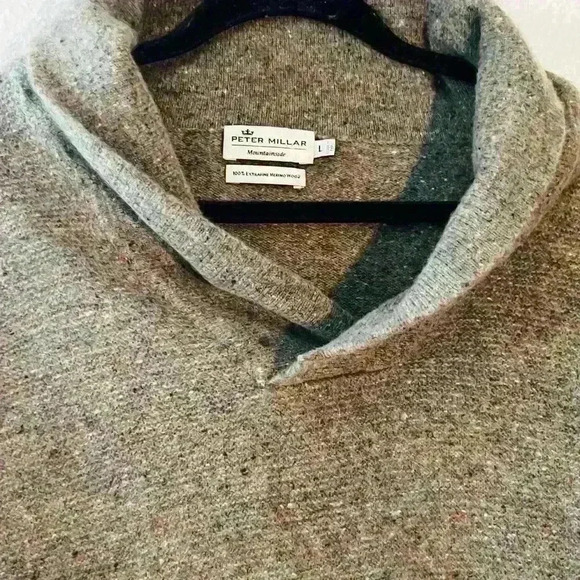 Peter Millar 100% Extrafine Merino Wool Pullover Green Sweater Size L - Picture 3 of 6